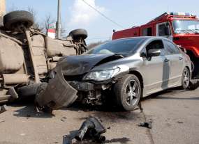 Car involved in a accident with a truck