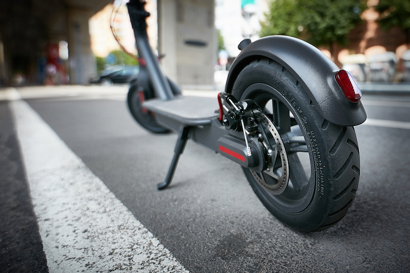 Electric scooter on the road