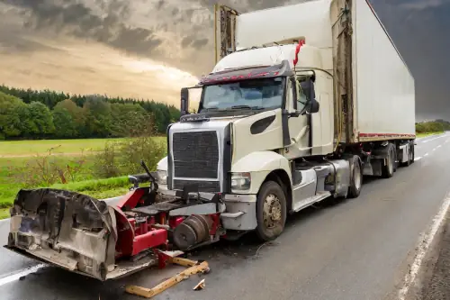 Semi truck on a highway after an accident