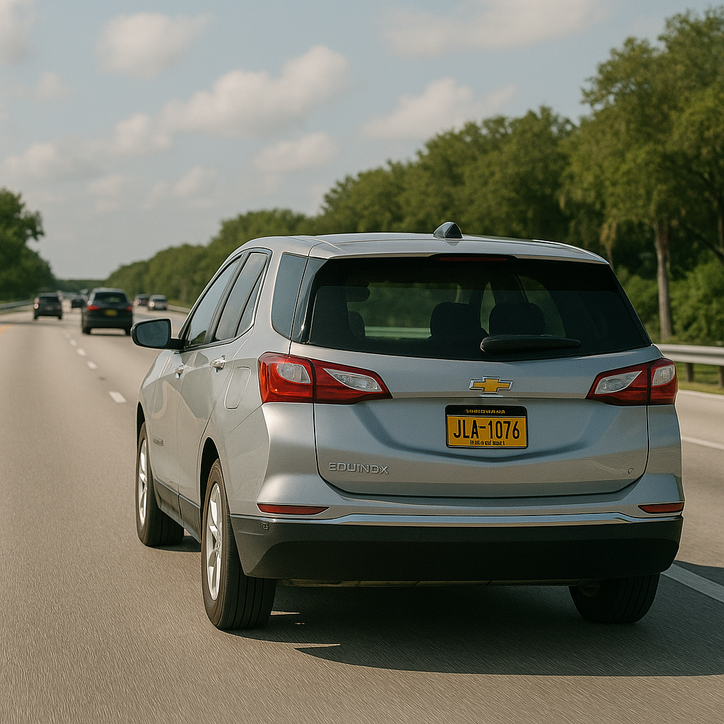 Out-of-state snowbird driver on Florida highway highlighting potential for snowbird car accidents