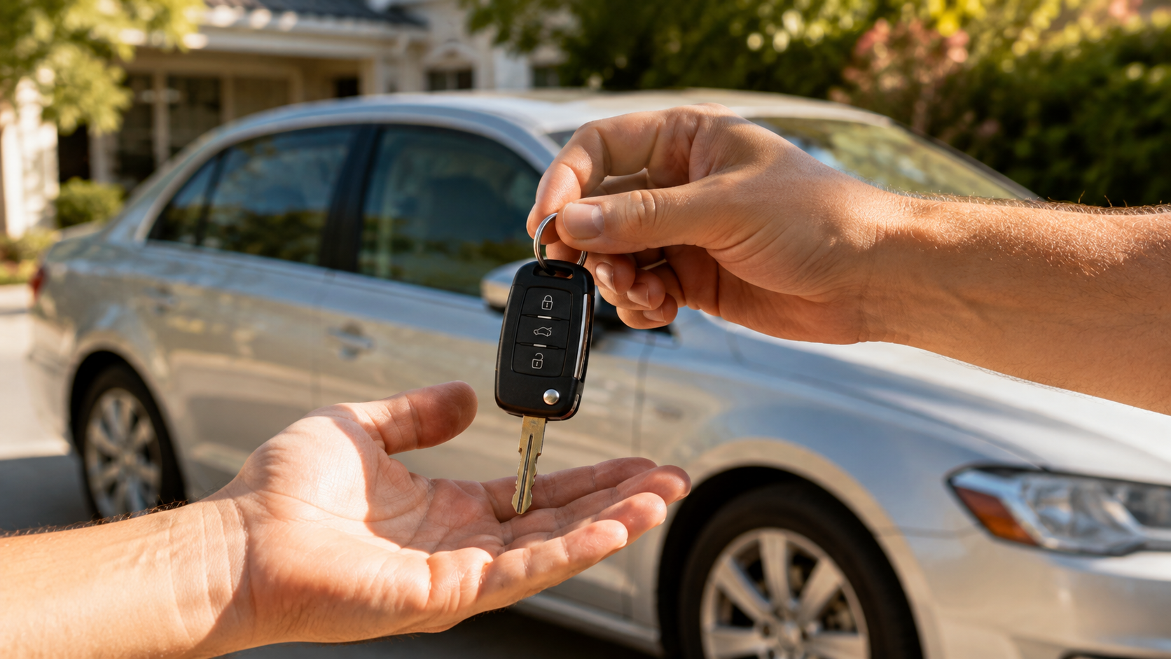 Car keys handed over at a sedan, a Florida permissive use scenario