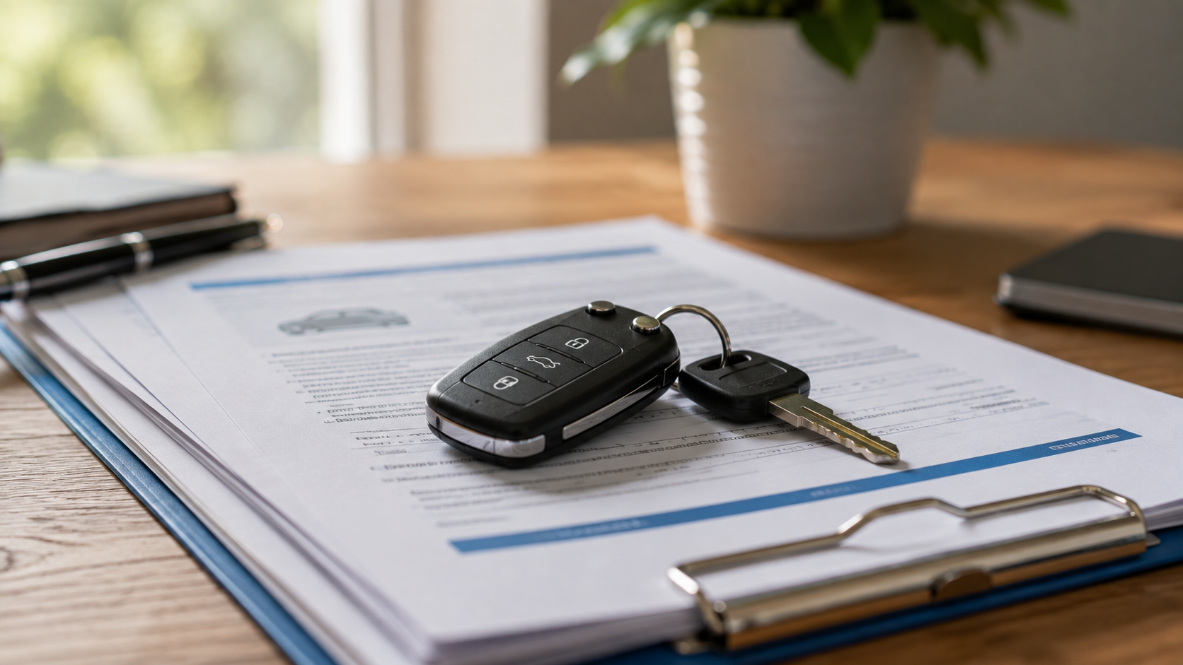 Car keys resting on auto insurance paperwork after a permissive use crash